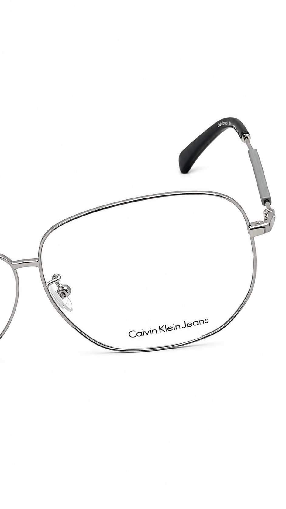 Calvin Klein CKJ20113A 001 Silver Black Metal Aviator Square Eyeglasses Frame 55mm