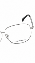 Calvin Klein CKJ20113A 001 Silver Black Metal Aviator Square Eyeglasses Frame 55mm