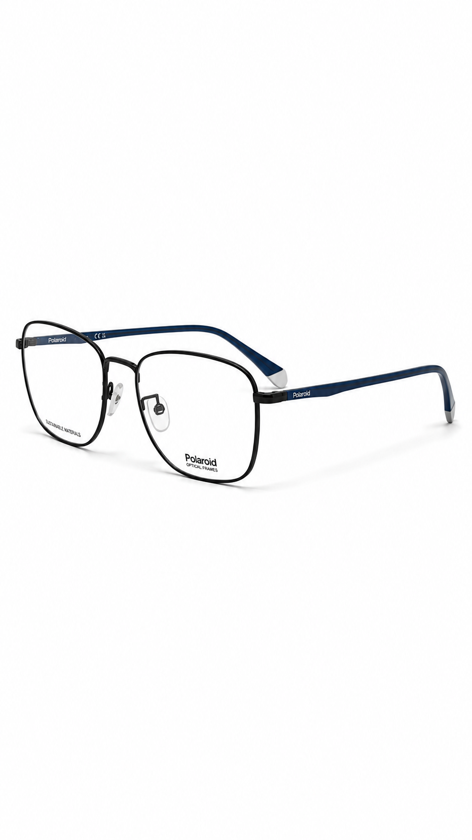 Polaroid PLD D390/G V81 Dark Ruthenium Blue Stainless Steel Square Eyeglasses Frame