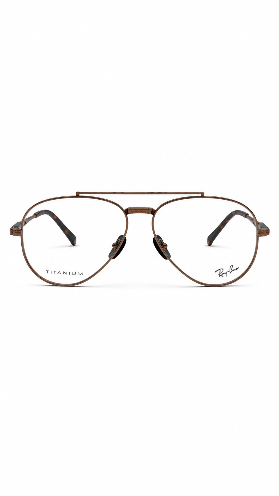 Ray-Ban RB6225V 1236 Copper Rose Gold Titanium Double Bridge Aviator Eyeglasses 58mm