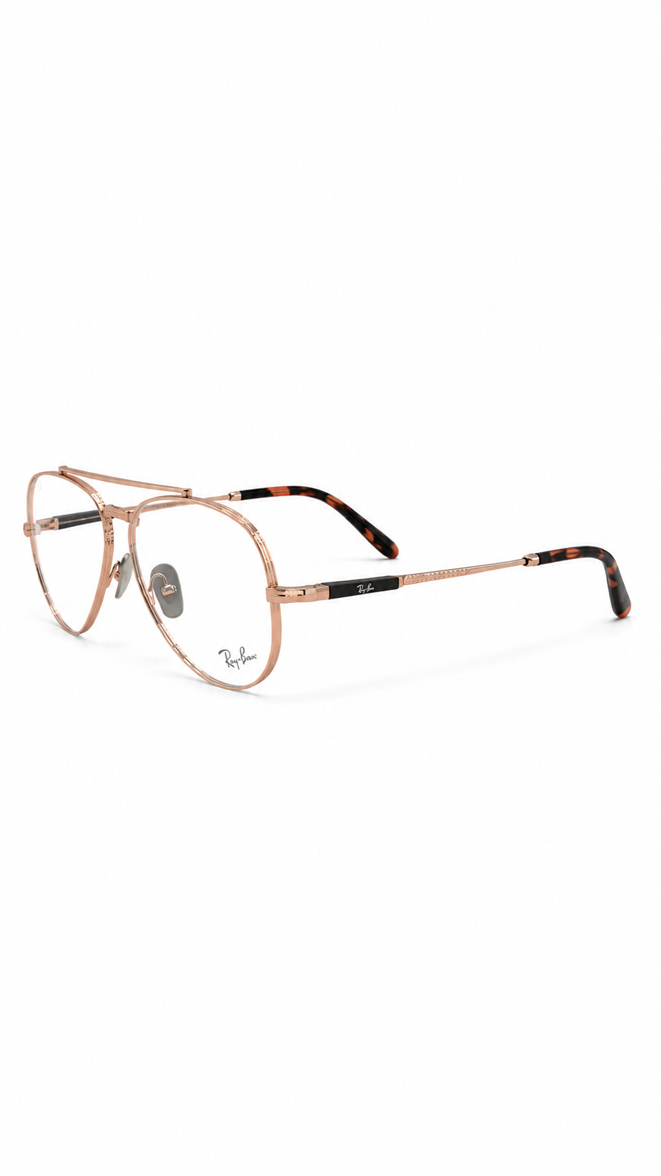 Ray-Ban RB6225V 1236 Copper Rose Gold Titanium Double Bridge Aviator Eyeglasses 58mm