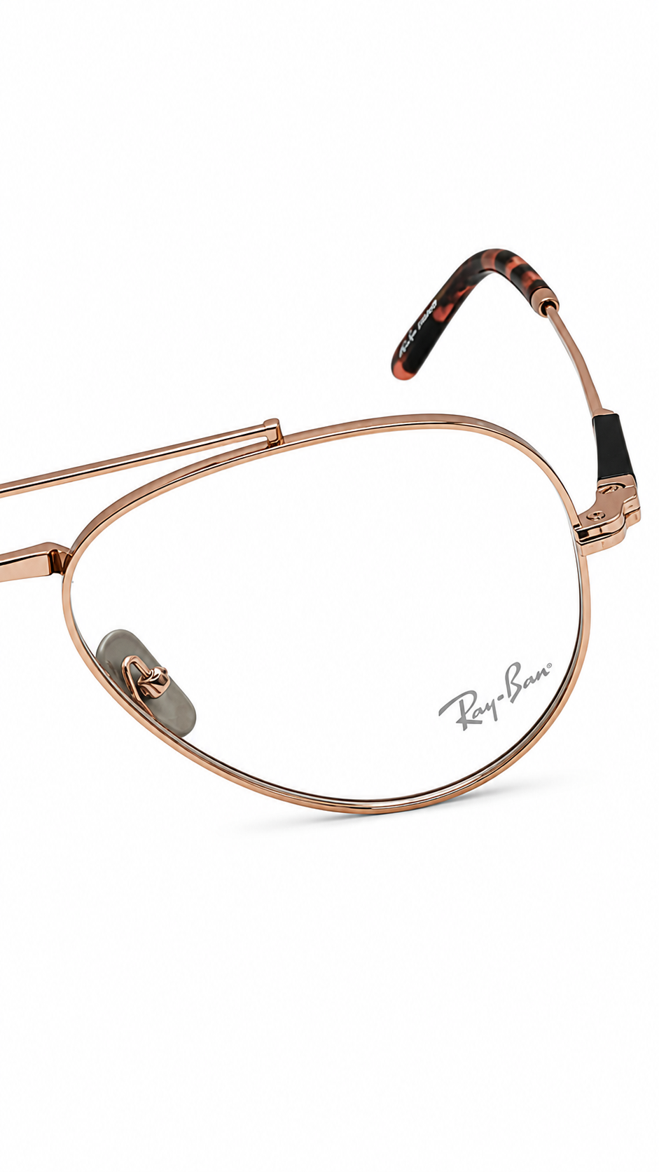 Ray-Ban RB6225V 1236 Copper Rose Gold Titanium Double Bridge Aviator Eyeglasses 58mm