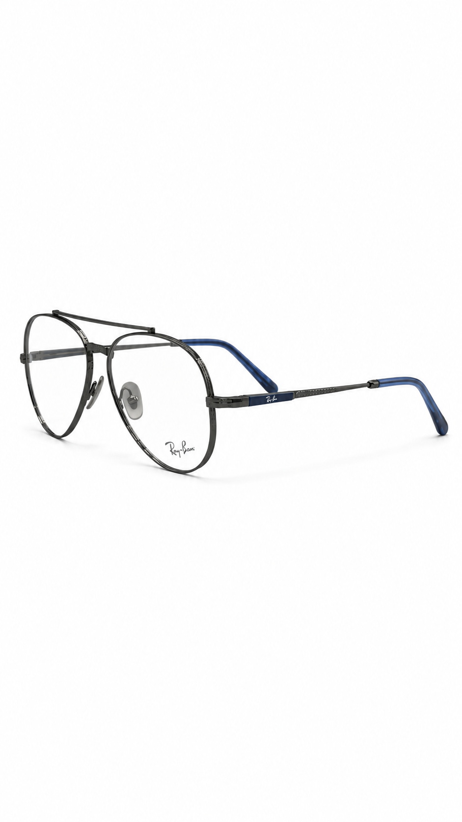 Ray-Ban RB6225V 1238 Dark Gunmetal Titanium Double Bridge Aviator Eyeglasses 58mm
