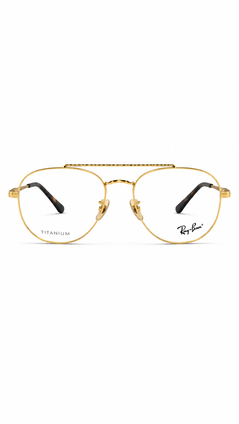 Ray-Ban RB3648V 2500 Arista Gold Double Bridge Square Aviator Eyeglasses 54mm