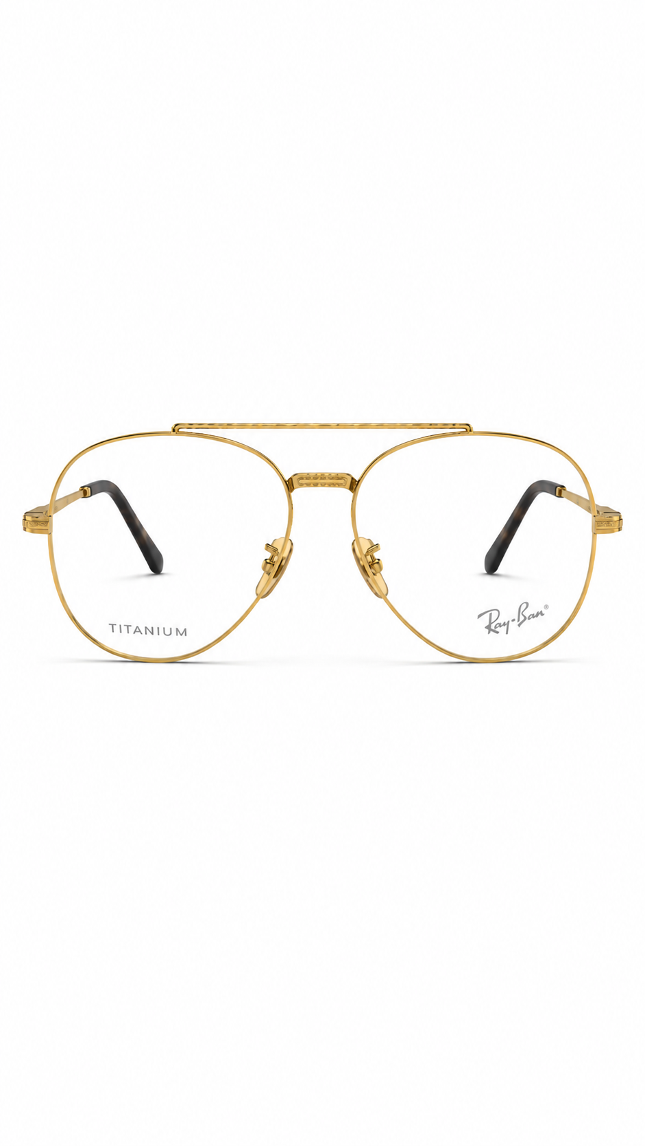Ray-Ban RB8225V 1220 Antique Gold Titanium Double Bridge Aviator Eyeglasses 58mm