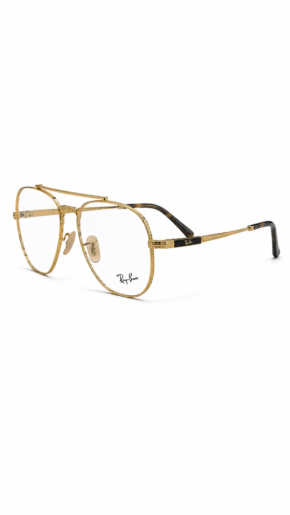 Ray-Ban RB8225V 1220 Antique Gold Titanium Double Bridge Aviator Eyeglasses 58mm
