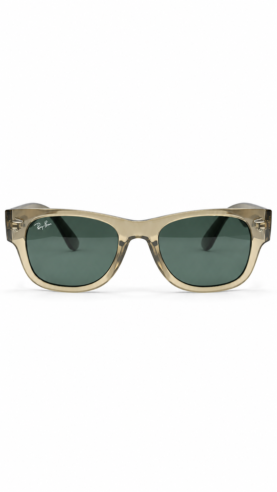 Ray-Ban RB0840SF Translucent Beige Acetate Square Sunglasses Classic Green G-15 Lenses 50mm