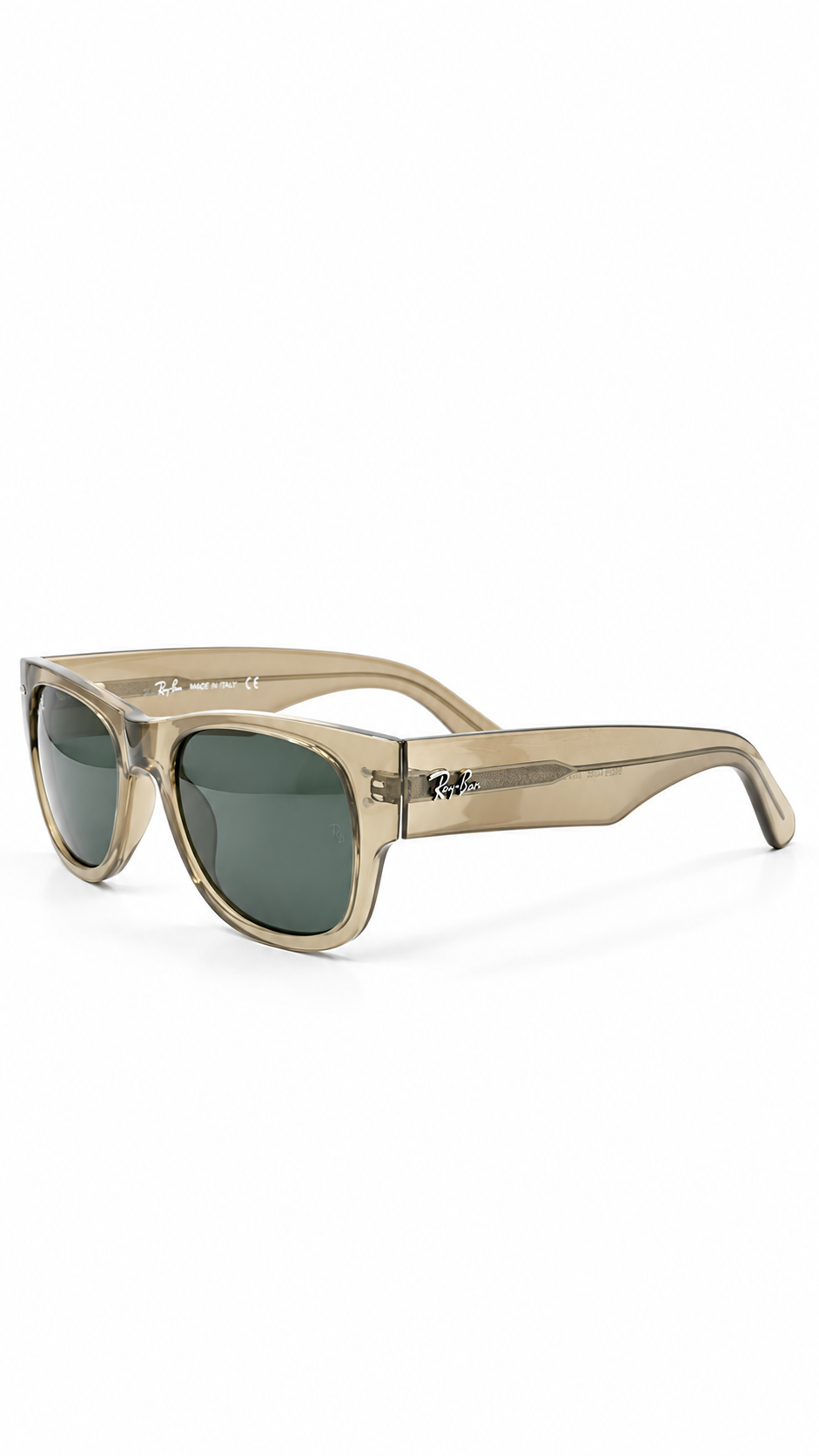 Ray-Ban RB0840SF Translucent Beige Acetate Square Sunglasses Classic Green G-15 Lenses 50mm