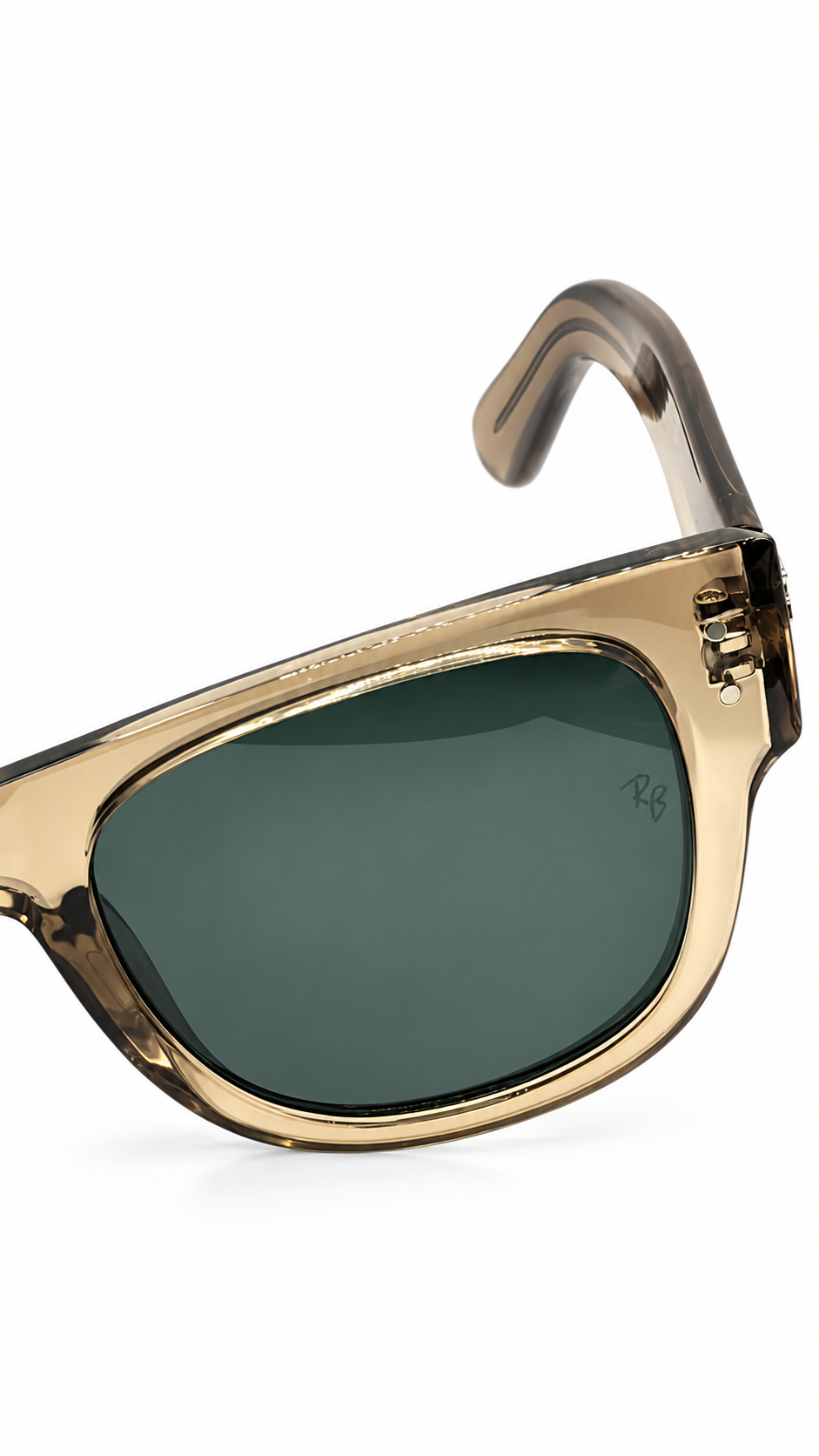 Ray-Ban RB0840SF Translucent Beige Acetate Square Sunglasses Classic Green G-15 Lenses 50mm