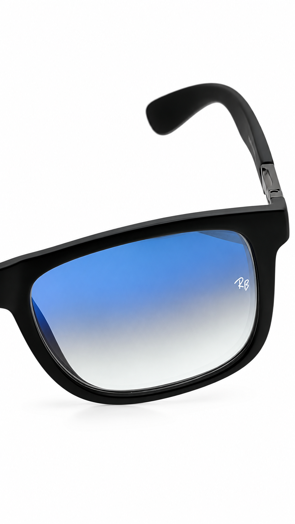 Ray-Ban RB4220 Matte Black Square Rectangular Sunglasses Blue Gradient Lenses 55mm
