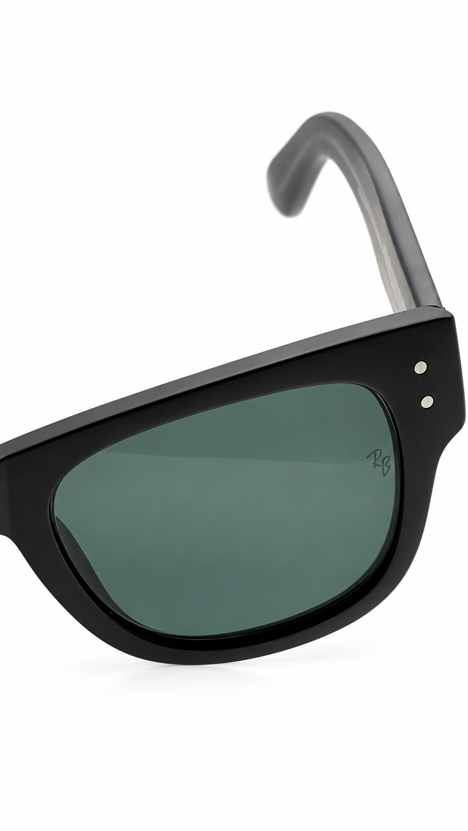 Ray-Ban RB0840SF Matte Black Acetate Mega Wayfarer Sunglasses Classic Green G-15 Lenses 50mm