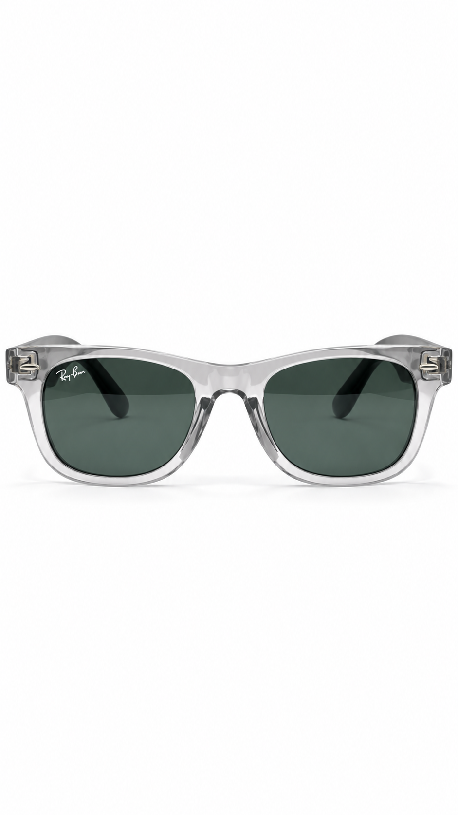 Ray-Ban RB2140F Transparent Clear Grey Acetate Wayfarer Sunglasses Classic Green G-15 Lenses 50mm