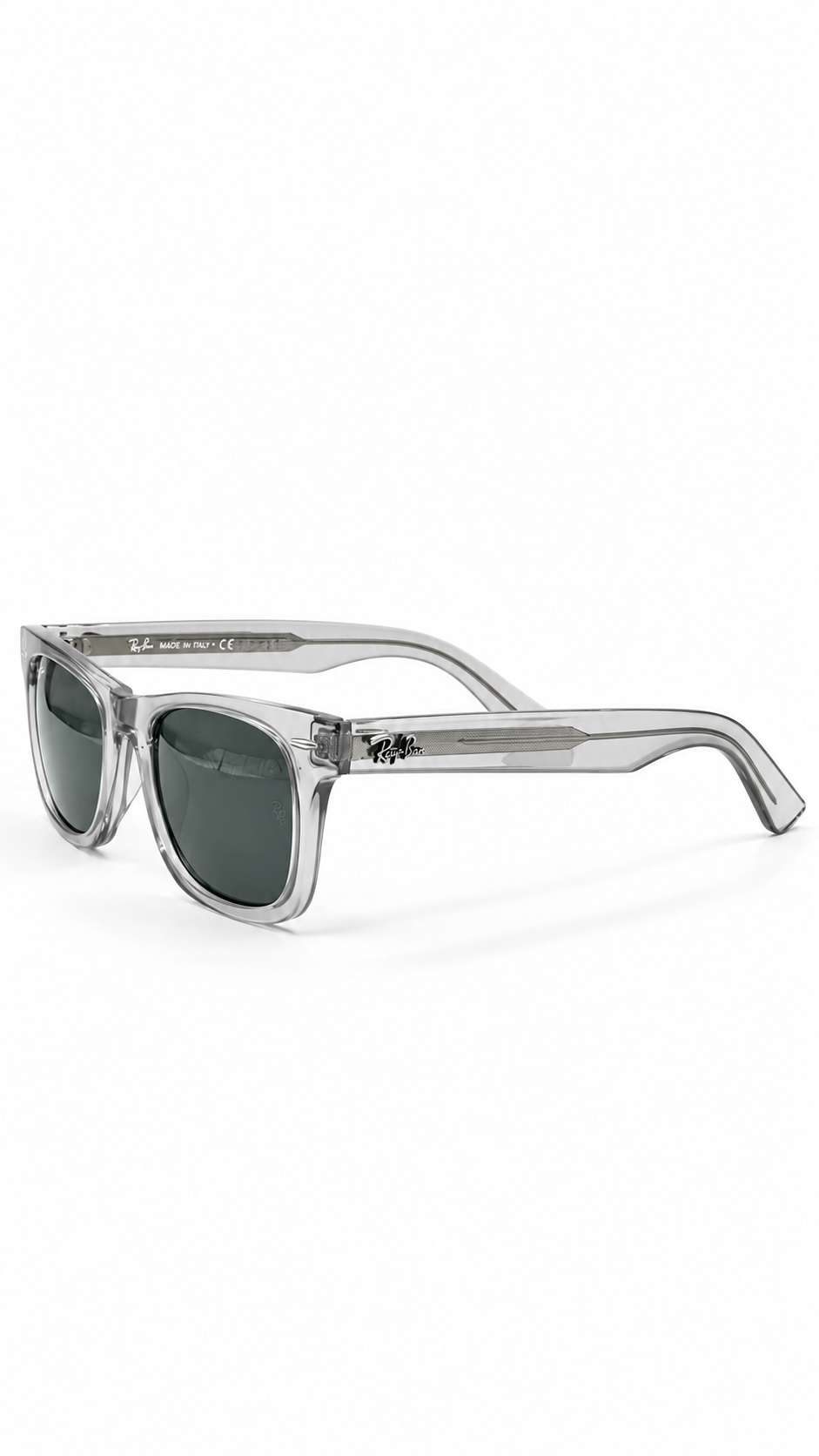 Ray-Ban RB2140F Transparent Clear Grey Acetate Wayfarer Sunglasses Classic Green G-15 Lenses 50mm