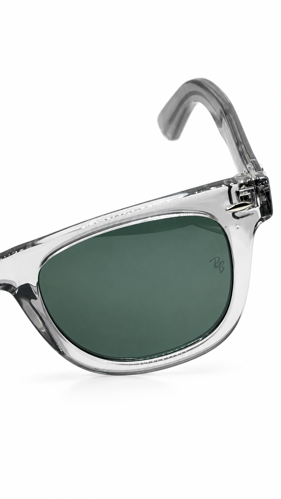 Ray-Ban RB2140F Transparent Clear Grey Acetate Wayfarer Sunglasses Classic Green G-15 Lenses 50mm