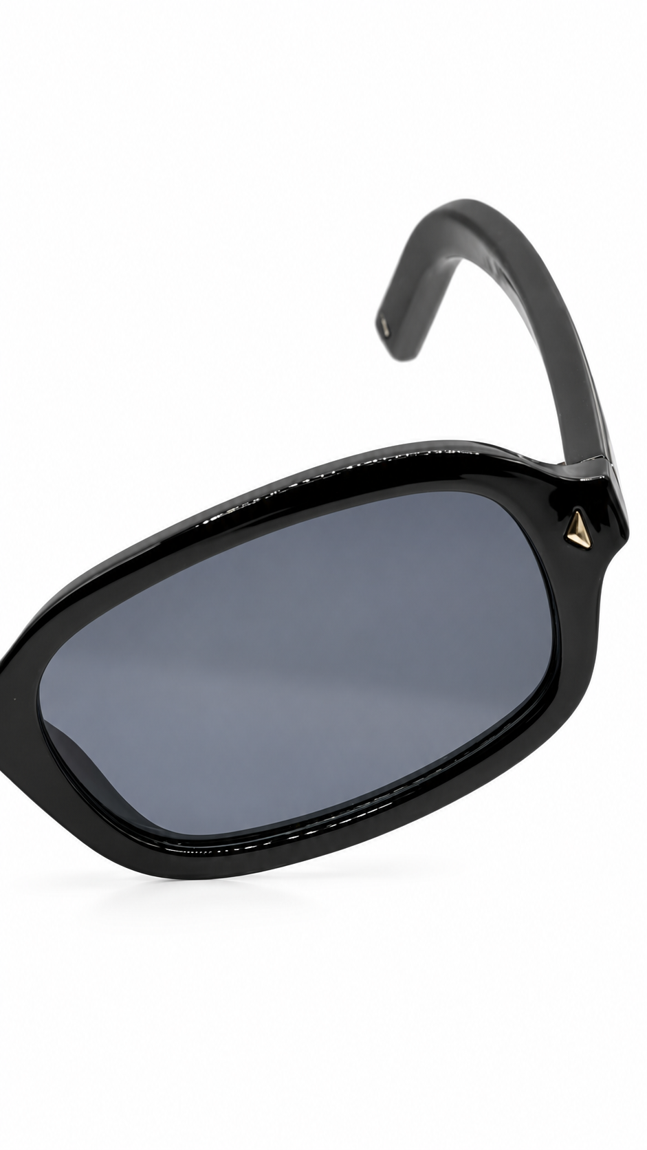 Prada PR D06S Glossy Black Narrow Rectangular Sunglasses Dark Grey Lenses 50mm