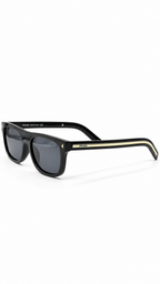 Prada PR B12S Glossy Black Square Rectangular Sunglasses Dark Grey Lenses 55mm