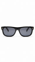 Prada PR B12S Glossy Black Square Rectangular Sunglasses Dark Grey Lenses 55mm