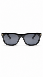 Prada PR B12S Glossy Black Square Rectangular Sunglasses Dark Grey Lenses 55mm