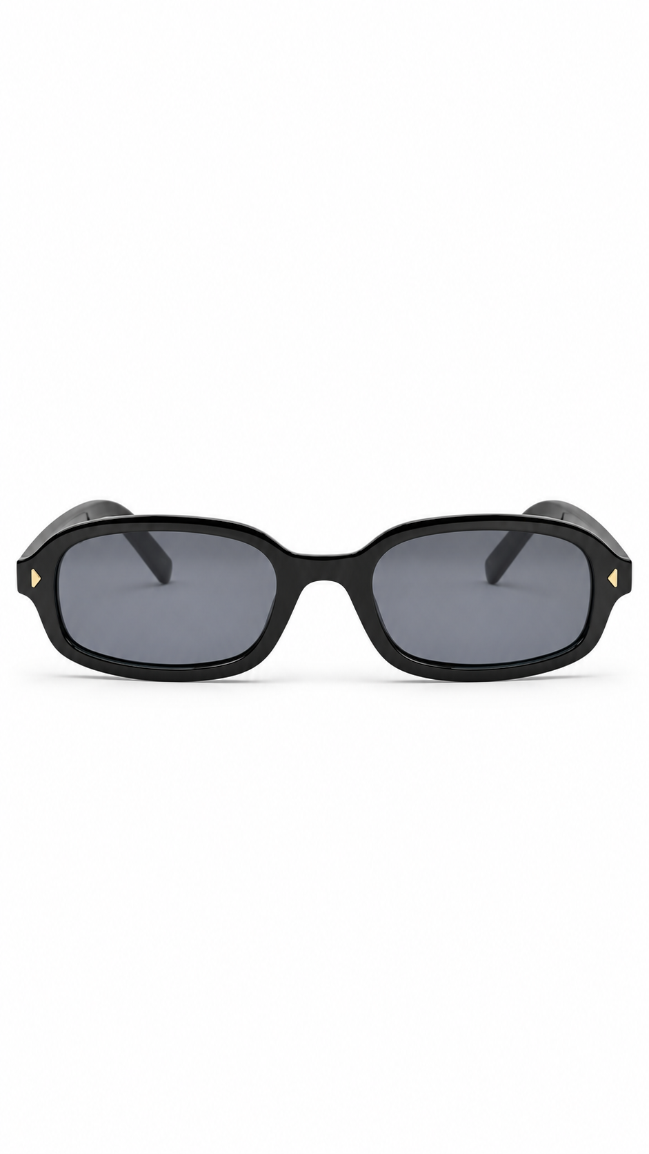 Prada PR D06S Glossy Black Narrow Rectangular Sunglasses Dark Grey Lenses 50mm