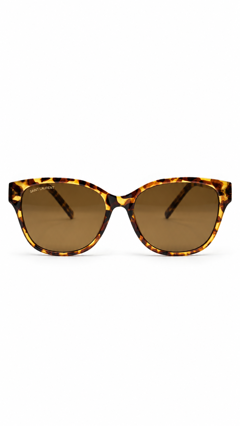Saint Laurent SL 4800 Leopard Tortoise Shell Cat-Eye Sunglasses Gold YSL Hinge Brown Lenses 54mm
