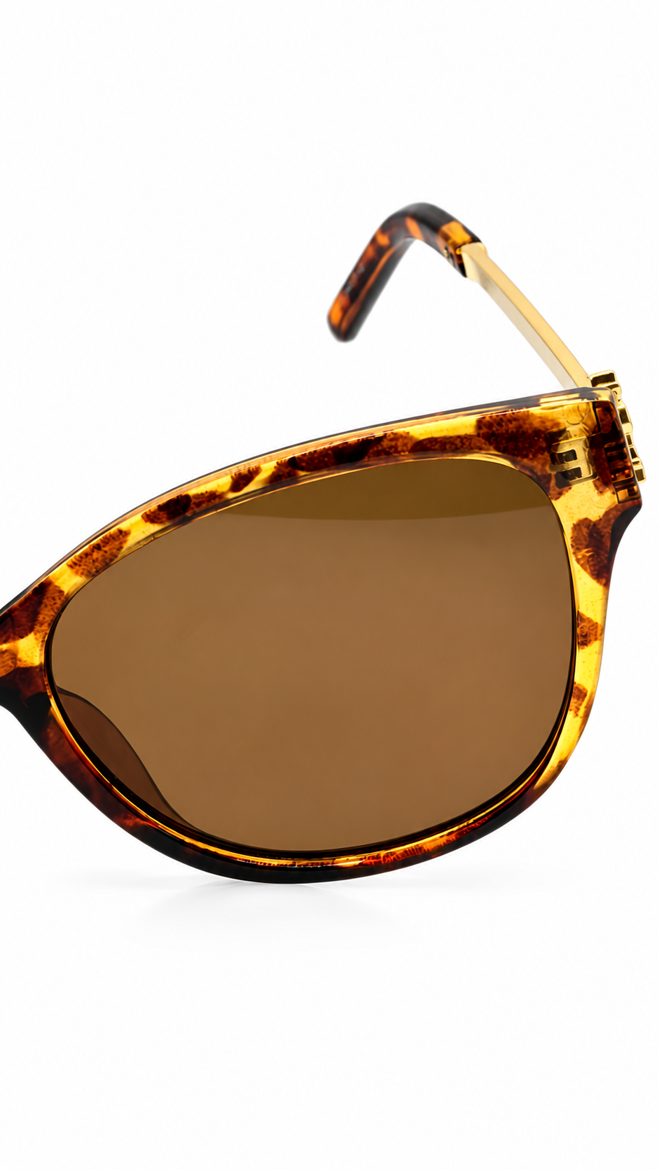 Saint Laurent SL 4800 Leopard Tortoise Shell Cat-Eye Sunglasses Gold YSL Hinge Brown Lenses 54mm