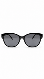 Saint Laurent SL 4800 Black Cat-Eye Sunglasses Silver YSL Logo Hinge Dark Grey Lenses 54mm