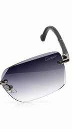 Cartier G623 Rimless Rectangular Sunglasses Gunmetal Metallic Hardware Black Temples Grey Gradient Lenses 57mm
