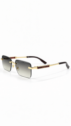 Cartier M017 Rimless Rectangular Sunglasses Gold Hardware Burgundy Accent Grey Brown Gradient Lenses 59mm