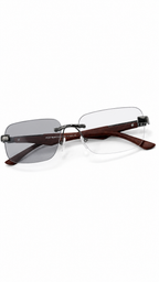 Maybach Z25 Rimless Rectangular Photochromic Eyeglasses Gunmetal Bridge Red Wood Grain Temples Transition Lenses 55mm