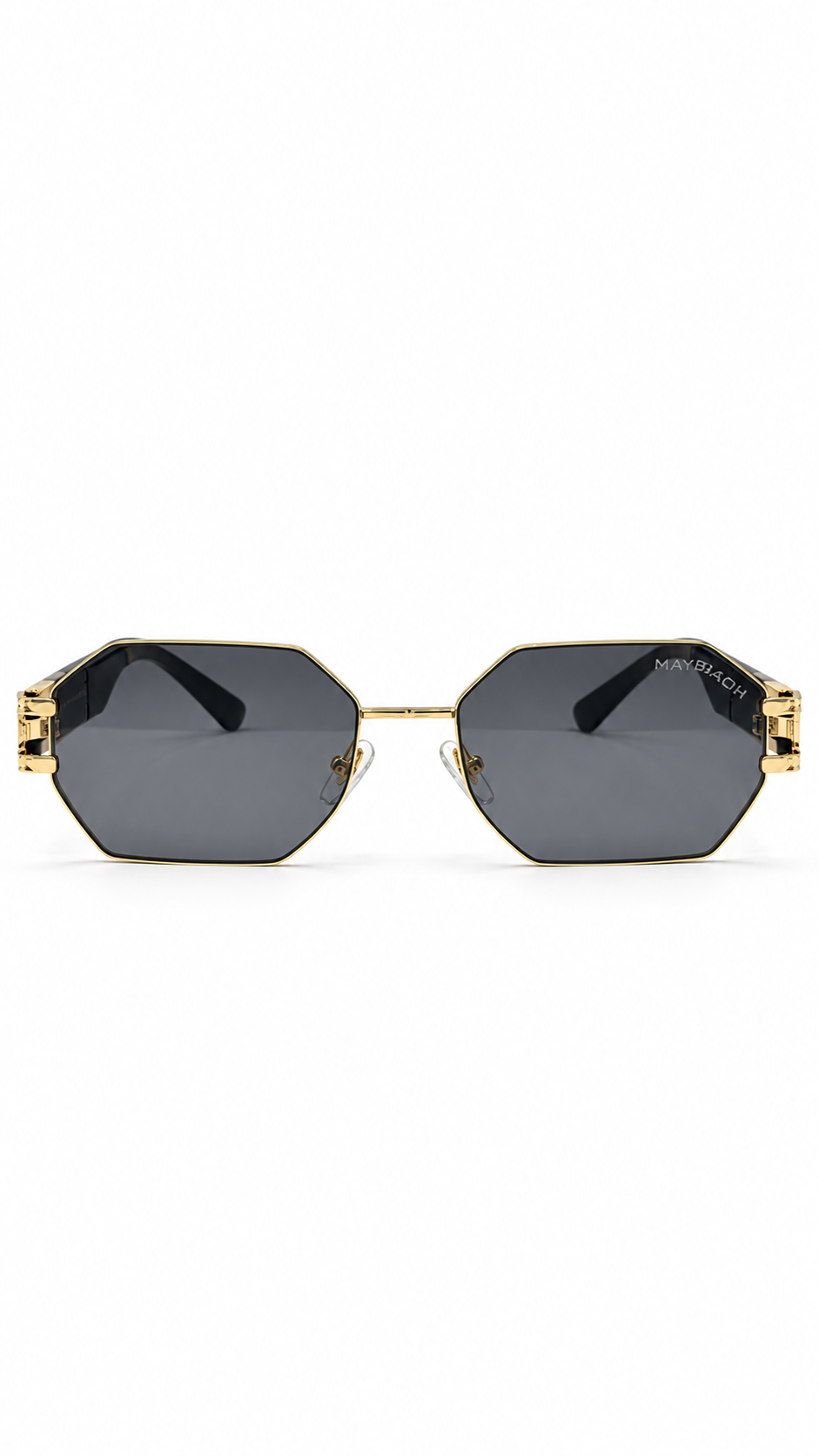 Maybach TC9126 Geometric Octagonal Sunglasses Gold Frame Black Temples Dark Grey Lenses 58mm