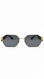 Maybach TC9126 Geometric Octagonal Sunglasses Gold Frame Black Temples Dark Grey Lenses 58mm