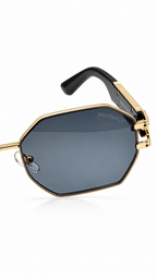 Maybach TC9126 Geometric Octagonal Sunglasses Gold Frame Black Temples Dark Grey Lenses 58mm
