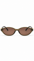 Dior WF2258 Oval Sunglasses Translucent Olive Green Frame Gold Dior Logo Temples Rose Tint Lenses 52mm