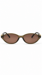 Dior WF2258 Oval Sunglasses Translucent Olive Green Frame Gold Dior Logo Temples Rose Tint Lenses 52mm
