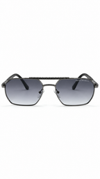 Emporio Armani C-692 Double Bridge Navigator Sunglasses Gunmetal Frame Black Temples Gradient Grey Lenses 57mm