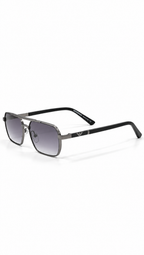 Emporio Armani C-692 Double Bridge Navigator Sunglasses Gunmetal Frame Black Temples Gradient Grey Lenses 57mm