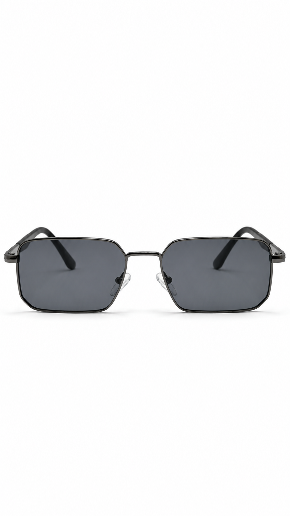 Tommy Hilfiger WS1452 Metal Rectangular Sunglasses Dark Gunmetal Frame Flag Logo Temples Grey Lenses 54mm