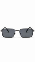 Tommy Hilfiger WS1452 Metal Rectangular Sunglasses Dark Gunmetal Frame Flag Logo Temples Grey Lenses 54mm