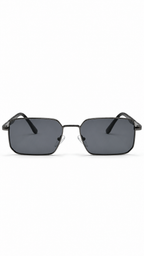 Tommy Hilfiger WS1452 Metal Rectangular Sunglasses Dark Gunmetal Frame Flag Logo Temples Grey Lenses 54mm