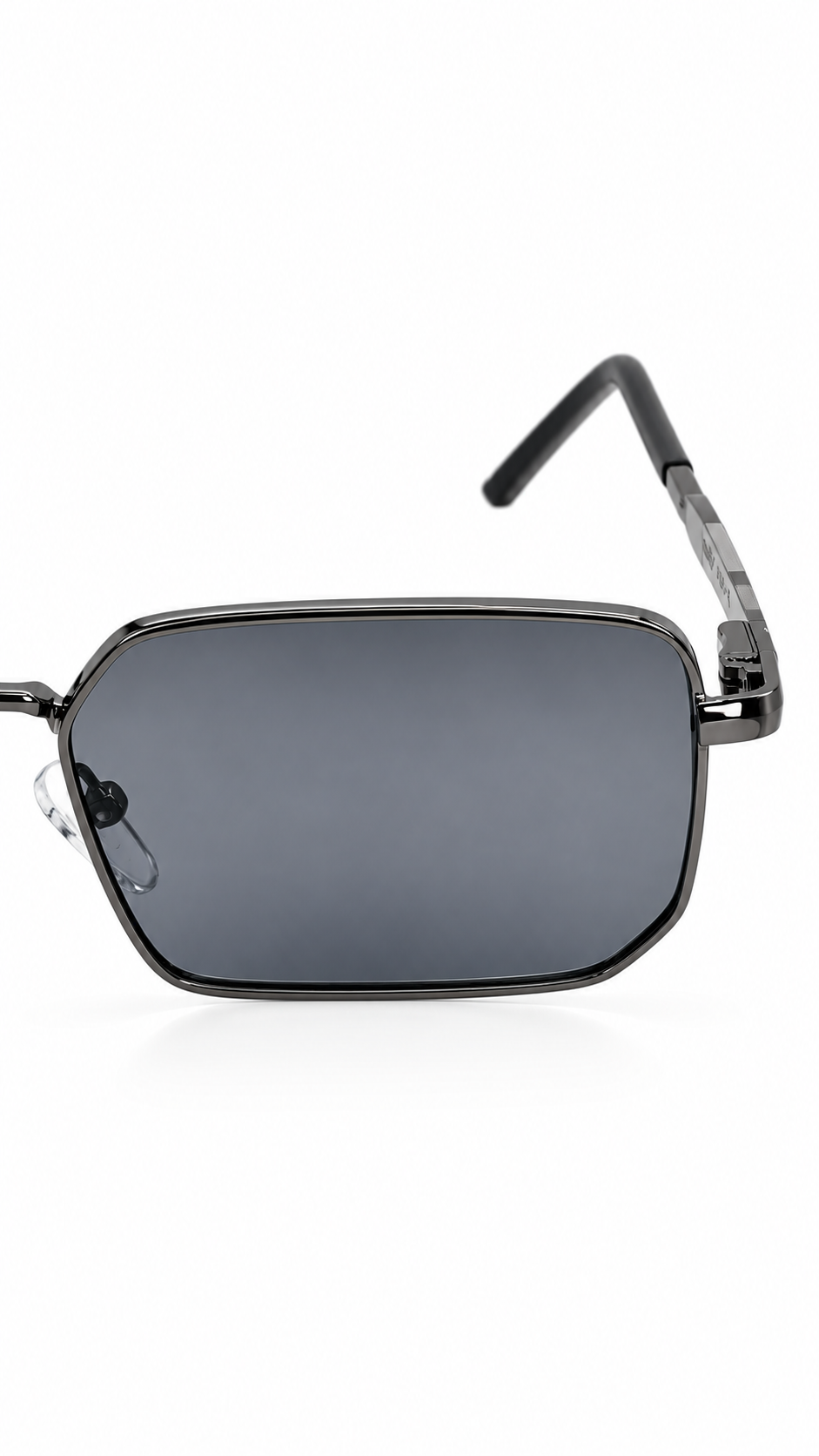 Tommy Hilfiger WS1452 Metal Rectangular Sunglasses Dark Gunmetal Frame Flag Logo Temples Grey Lenses 54mm