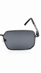 Tommy Hilfiger WS1452 Metal Rectangular Sunglasses Dark Gunmetal Frame Flag Logo Temples Grey Lenses 54mm