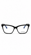 Off-White OERJ067S 1007 Square Cat-Eye Optical Glasses Gloss Black Acetate Silver OFF Temple Logo Clear Lenses 54mm