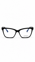 Off-White OERJ067S 1007 Square Cat-Eye Optical Glasses Gloss Black Acetate Silver OFF Temple Logo Clear Lenses 54mm