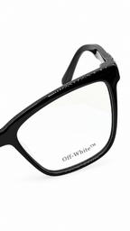 Off-White OERJ067S 1007 Square Cat-Eye Optical Glasses Gloss Black Acetate Silver OFF Temple Logo Clear Lenses 54mm
