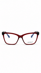Off-White OERJ067S 1007 Square Cat-Eye Optical Glasses Translucent Burgundy Acetate Silver OFF Temple Logo Clear Lenses 54mm