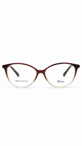 Dior TR6840 C3 Cat-Eye Optical Glasses Gradient Brown Clear Frame Gold Wire Accent Temples Clear Lenses 52mm