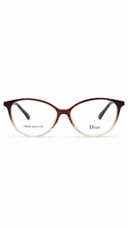 Dior TR6840 C3 Cat-Eye Optical Glasses Gradient Brown Clear Frame Gold Wire Accent Temples Clear Lenses 52mm