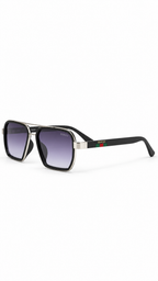 Gucci T9963 Silver & Black Metal Double Bridge Sunglasses Gradient Lenses 54mm