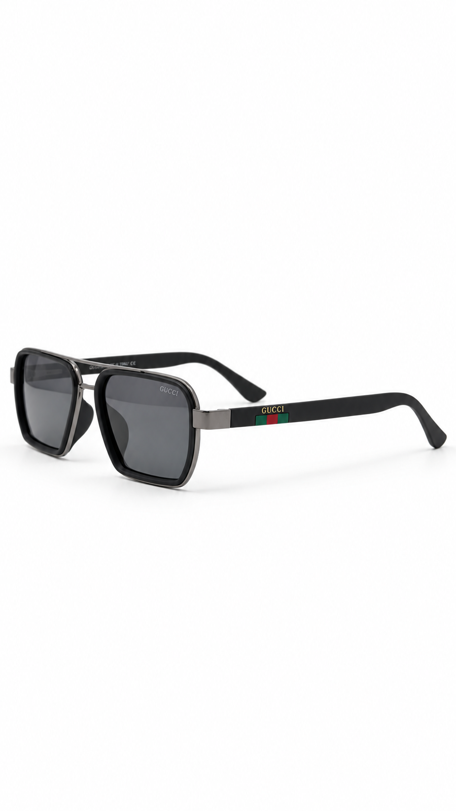 Gucci T0963 Dark Gunmetal & Black Double Bridge Sunglasses Grey Lenses 54mm