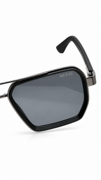 Gucci T0963 Dark Gunmetal & Black Double Bridge Sunglasses Grey Lenses 54mm